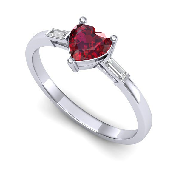 Inel de logodna din aur alb cu rubin