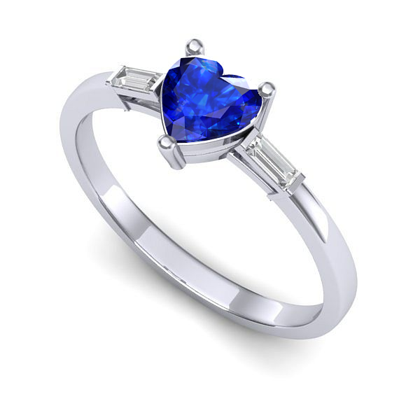 Inel de logodna din aur alb cu safir