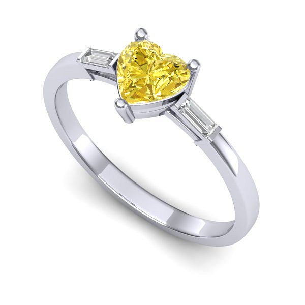 Inel logodna din aur alb cu safir galben