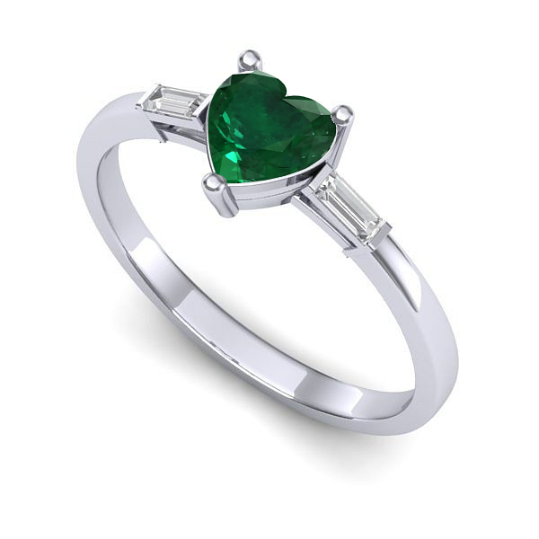 Inel de logodna din aur alb cu smarald