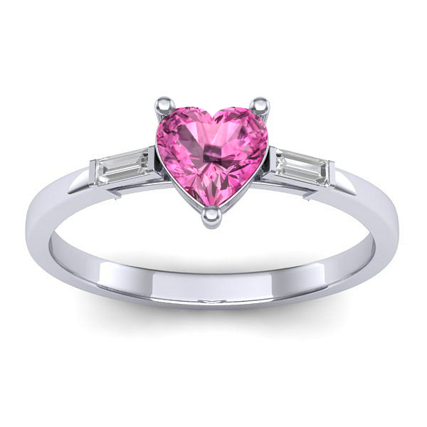 Inel cu safir roz inima