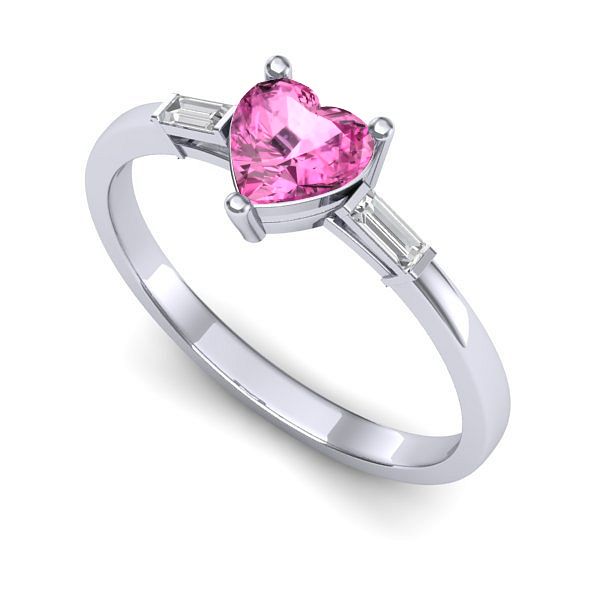 Inel din aur alb cu safir roz