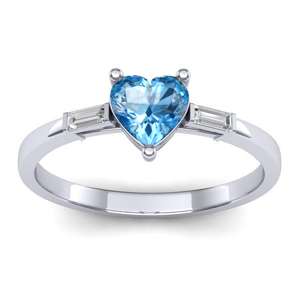 Inel cu topaz blue inima