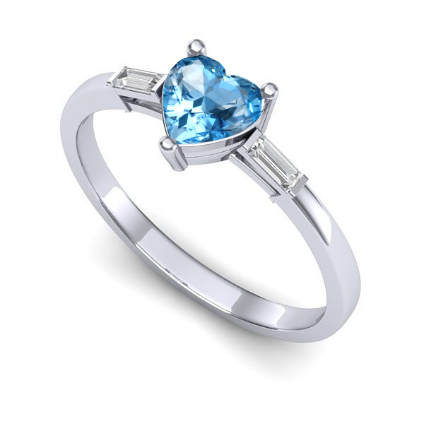 Inel de logodna din aur alb cu topaz blue