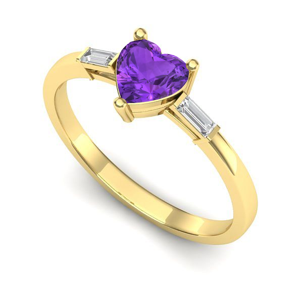 Inel de logodna din aur galben cu ametist