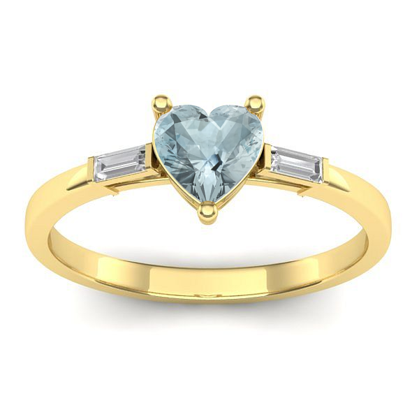 Inel cu aquamarin inima
