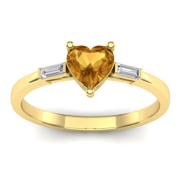 Inel cu citrin inima