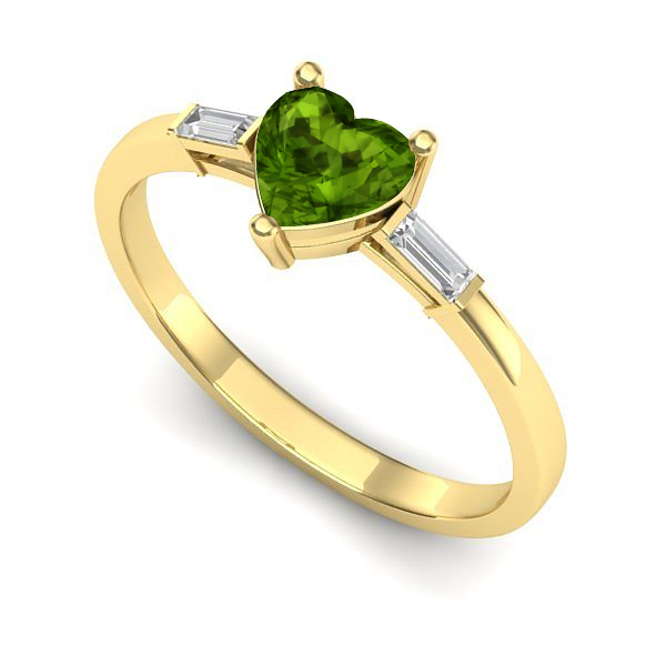 Inel logodna din aur galben cu peridot