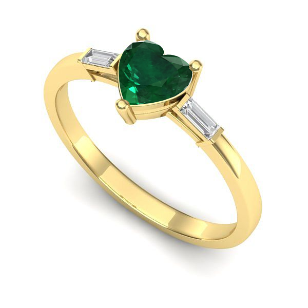 Inel logodna din aur galben cu smarald
