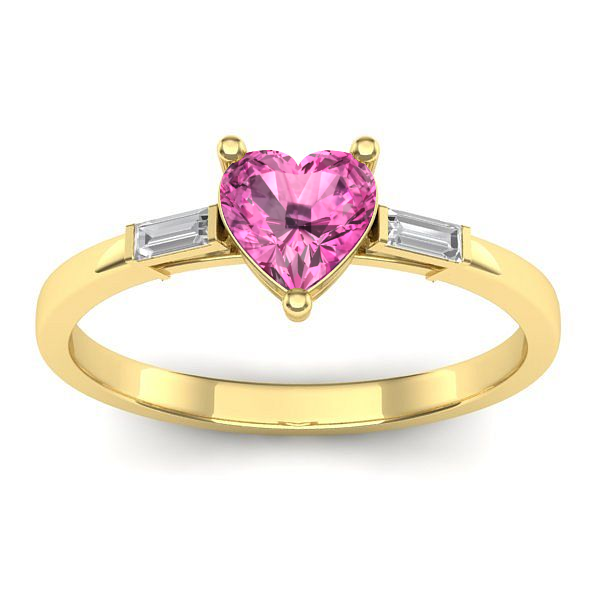 Inel cu safir roz inima