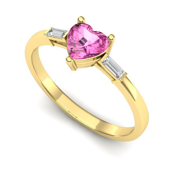 Inel de logodna din aur galben cu safir roz