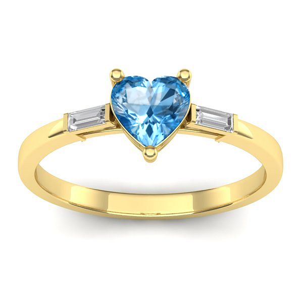 Inel cu topaz blue inima