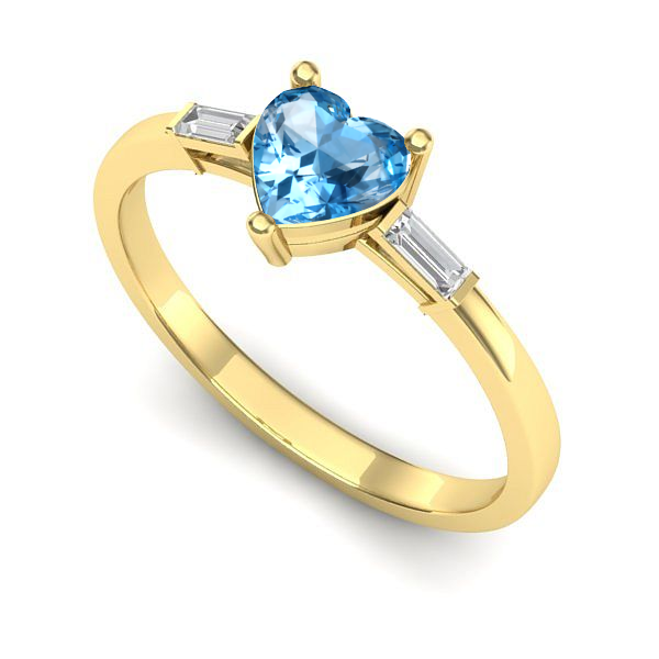 Inel din aur galben cu topaz blue