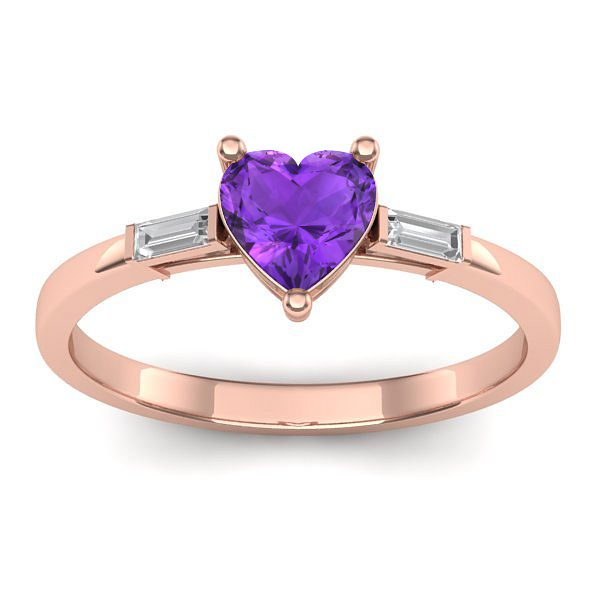 Inel logodna cu ametist inima