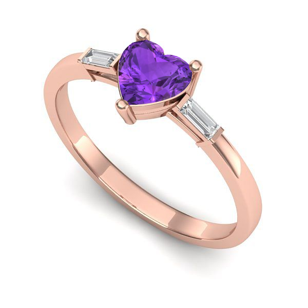Inel logodna din aur roz cu ametist