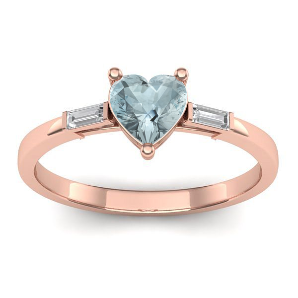 Inel cu aquamarin inima