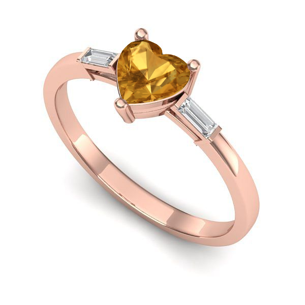 Inel de logodna din aur roz cu citrin