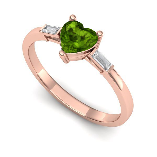 Inel din aur roz cu peridot