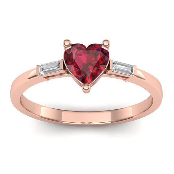 Inel cu rubin inima