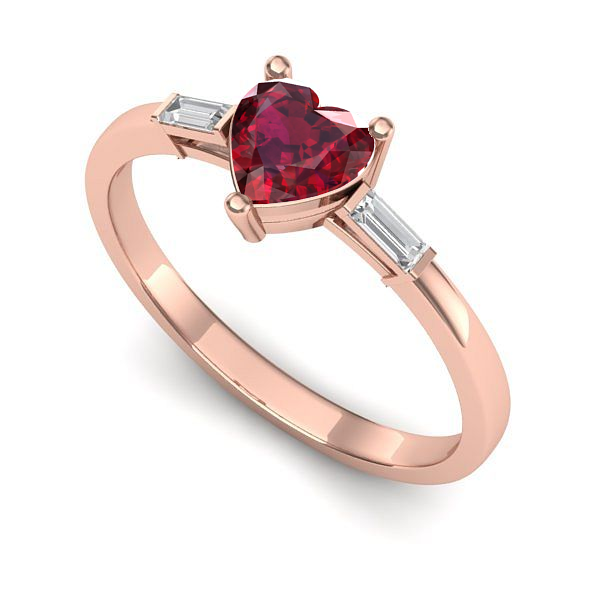 Inel de logodna din aur roz cu rubin