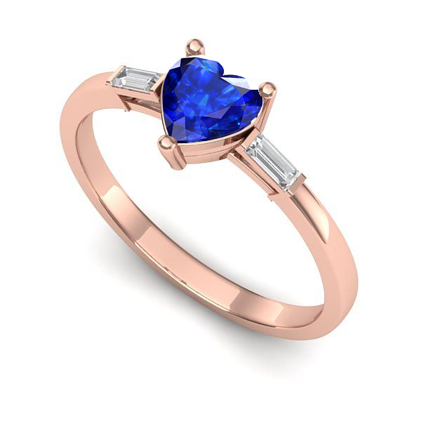 Inel logodna din aur roz cu safir