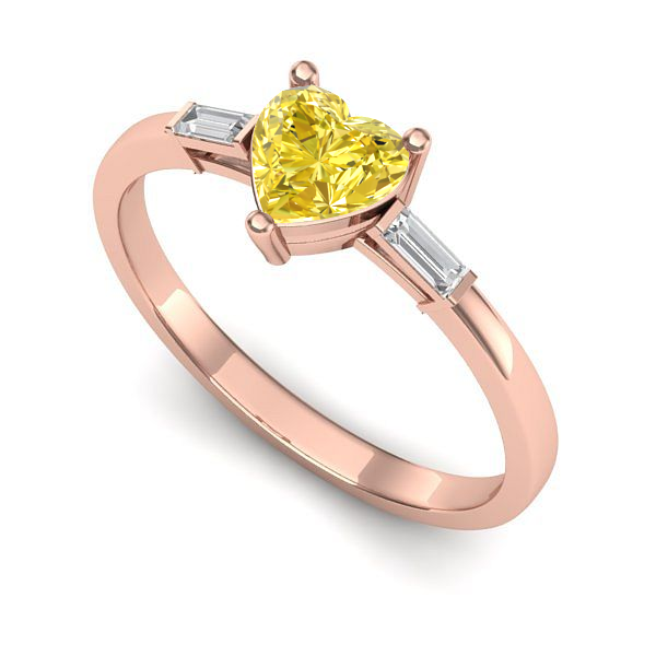 Inel din aur roz cu safir galben