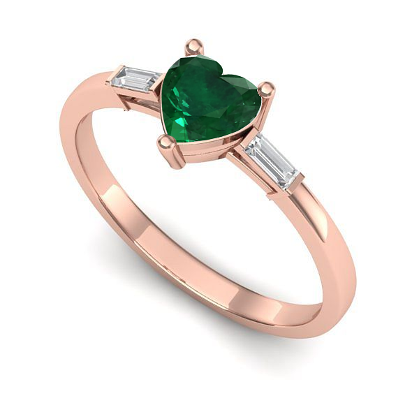 Inel din aur roz cu smarald
