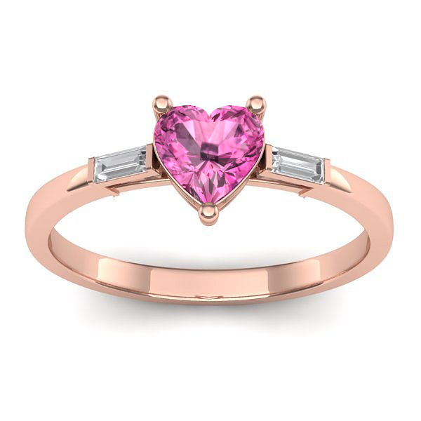 Inel cu safir roz inima