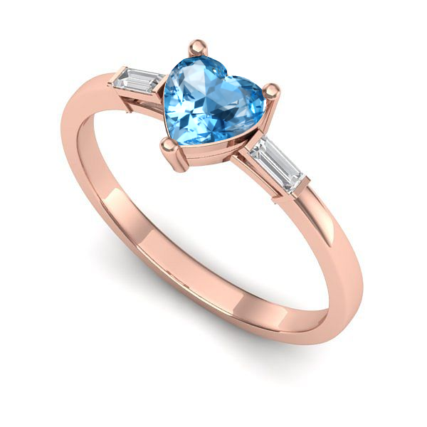 Inel de logodna din aur roz cu topaz blue