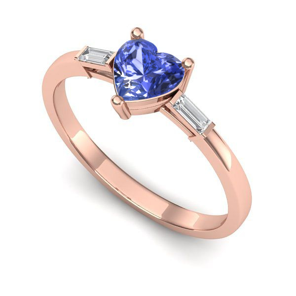 Inel logodna din aur roz cu tanzanit