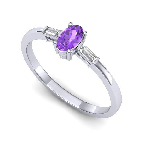 Inel de logodna din aur alb cu ametist