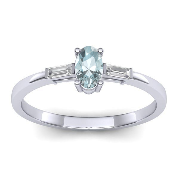 Inel de logodna cu aquamarin oval