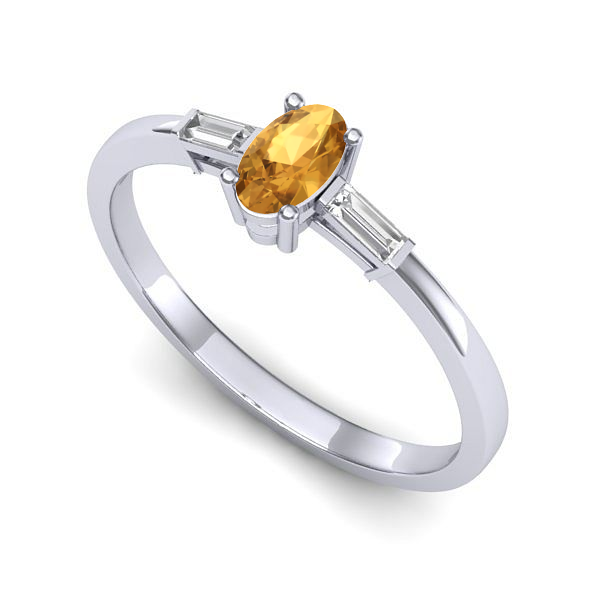 Inel din aur alb cu citrin