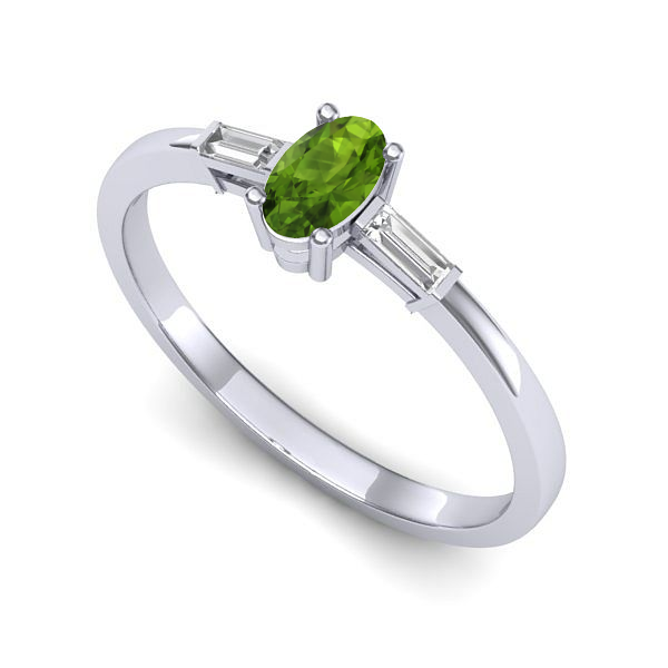 Inel din aur alb cu peridot