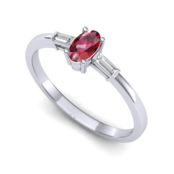 Inel logodna din aur alb cu rubin