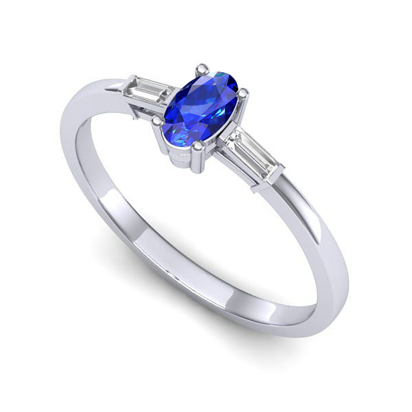 Inel de logodna din aur alb cu safir