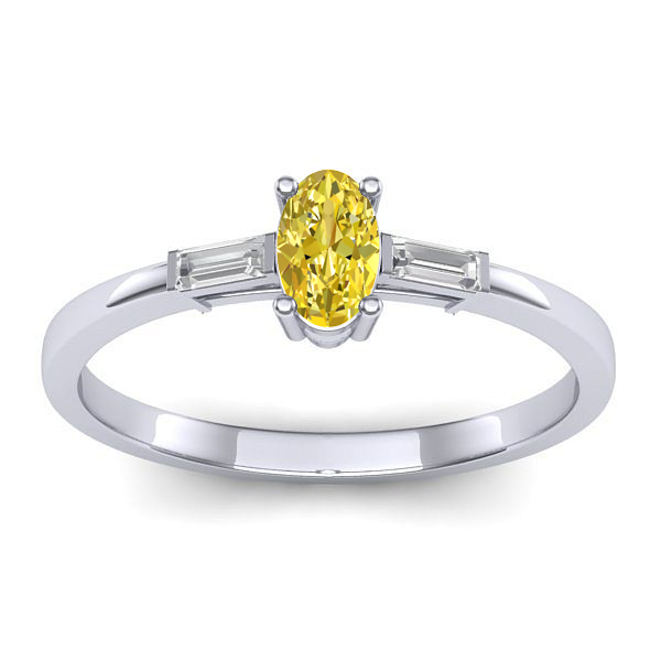 Inel de logodna cu safir galben oval