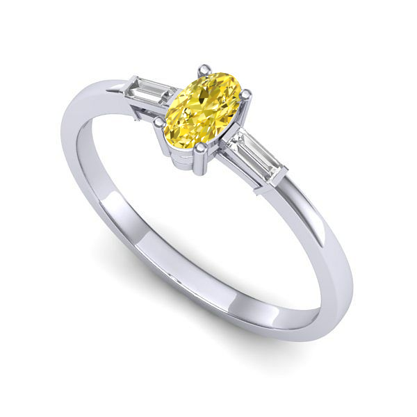 Inel de logodna din aur alb cu safir galben