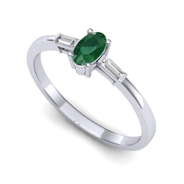 Inel din aur alb cu smarald