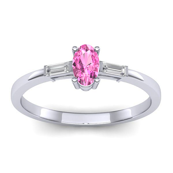Inel de logodna cu safir roz oval