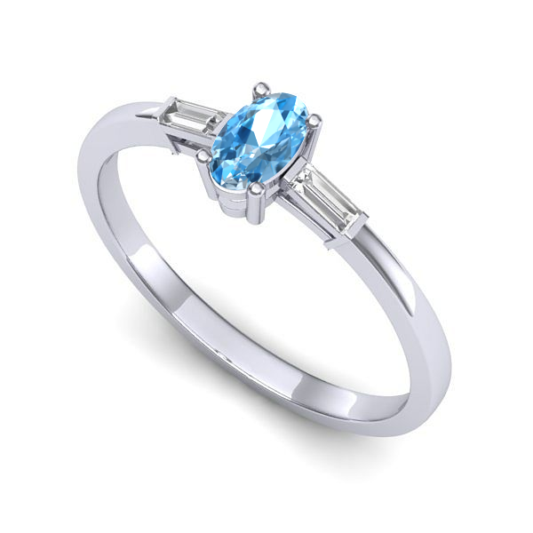 Inel din aur alb cu topaz blue