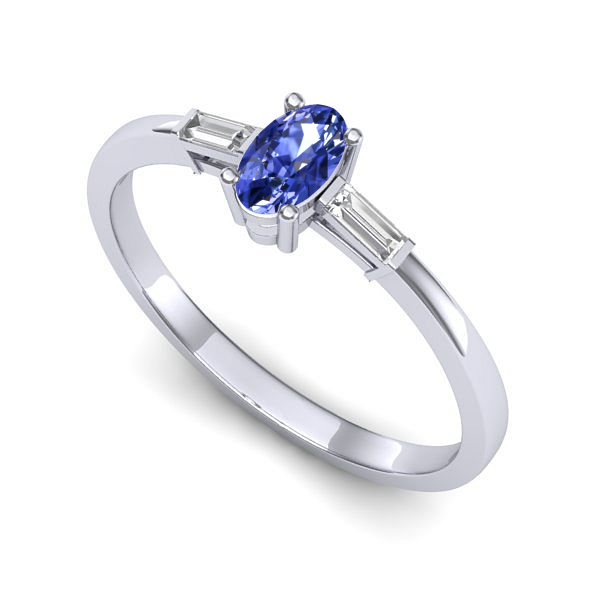 Inel din aur alb cu tanzanit