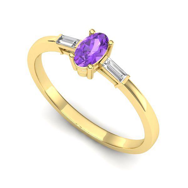 Inel de logodna din aur galben cu ametist