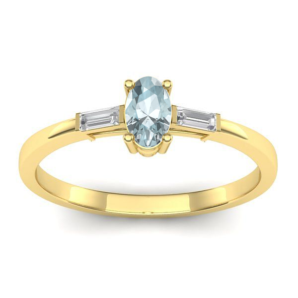 Inel de logodna cu aquamarin oval