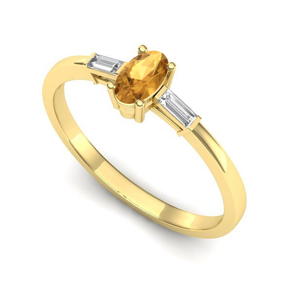 Inel de logodna din aur galben cu citrin