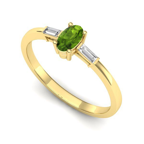 Inel logodna din aur galben cu peridot