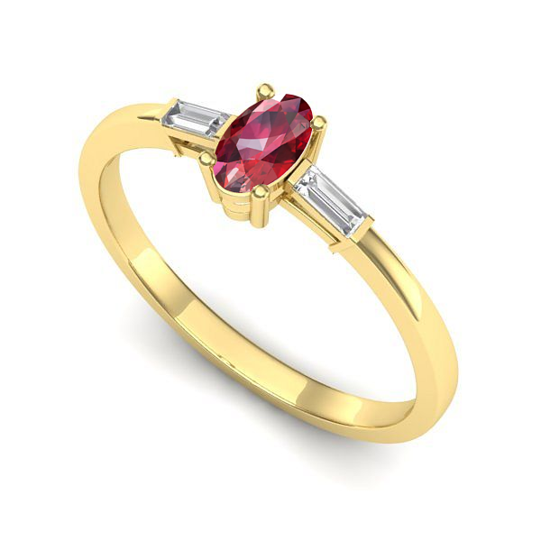 Inel de logodna din aur galben cu rubin
