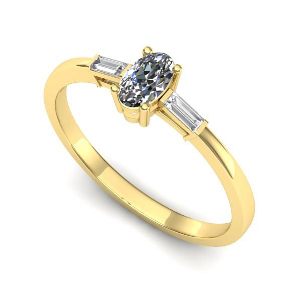 Inel din aur galben cu safir alb