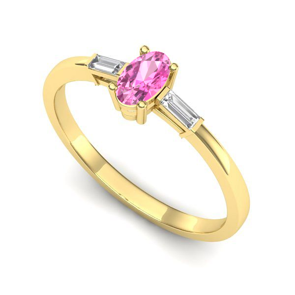 Inel din aur galben cu safir roz