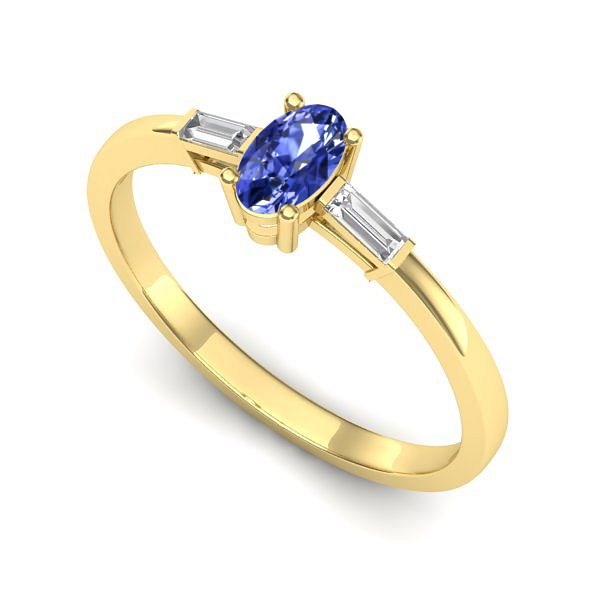 Inel de logodna din aur galben cu tanzanit